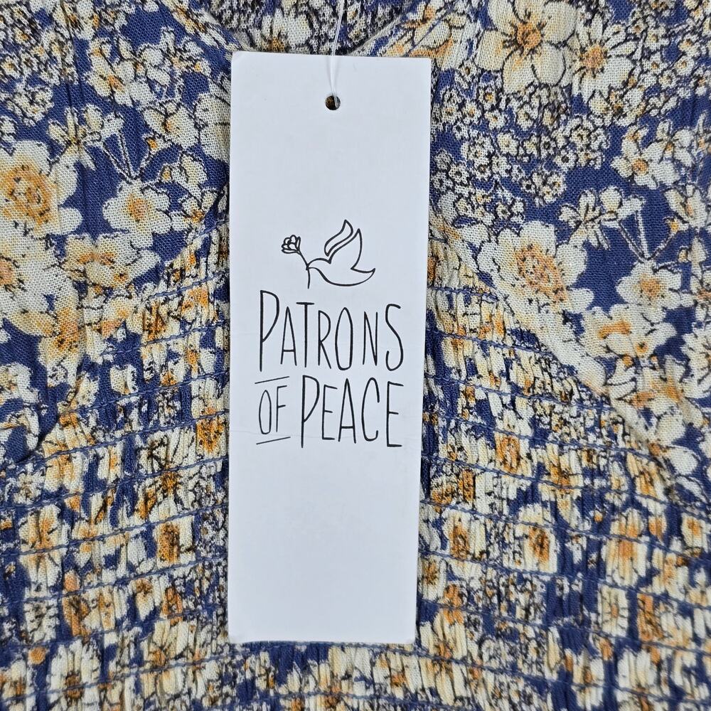 NWT Patrons of Peace Womens Large Smocked Floral Cropped V Neck Top - Picture 10 of 15